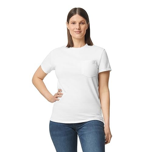 Gildan Adult Ultra Cotton T-Shirt with Pocket, Style G2300, 2-Pack, White, X-Large - Image 2