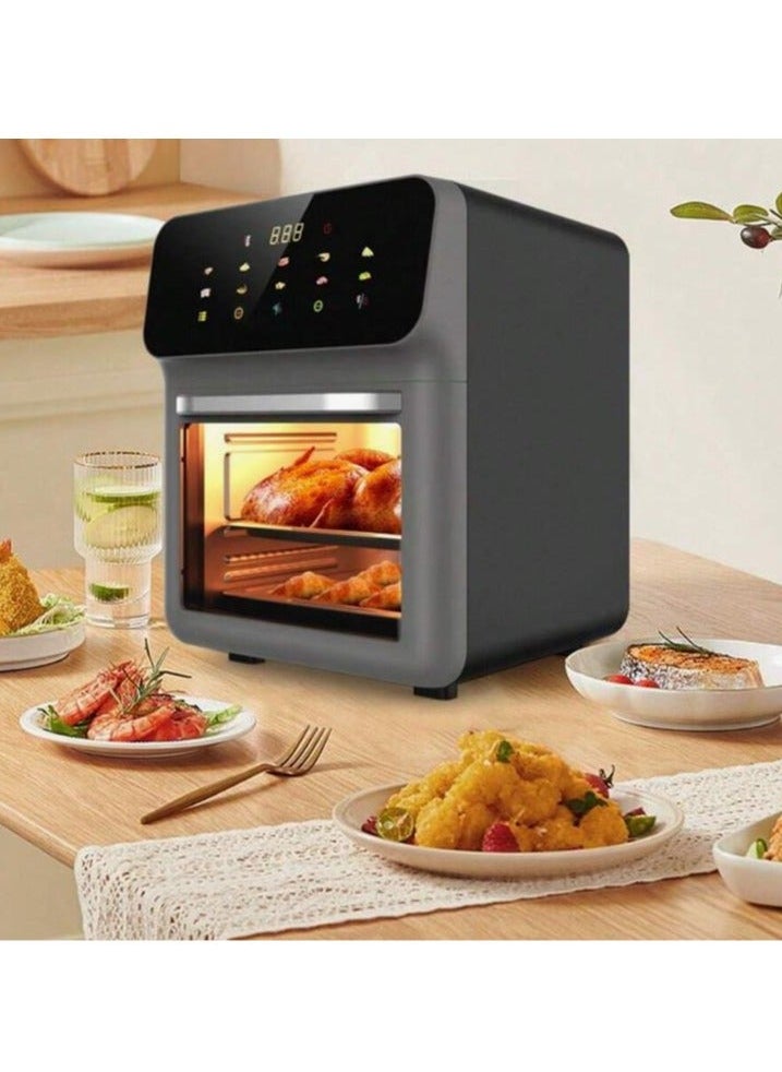 Air Fryer 10 Litre with Timer Temperature Adjustable Control and 10 Food Preset Programmes 1350W, Touch Screen Air Fryer, Black