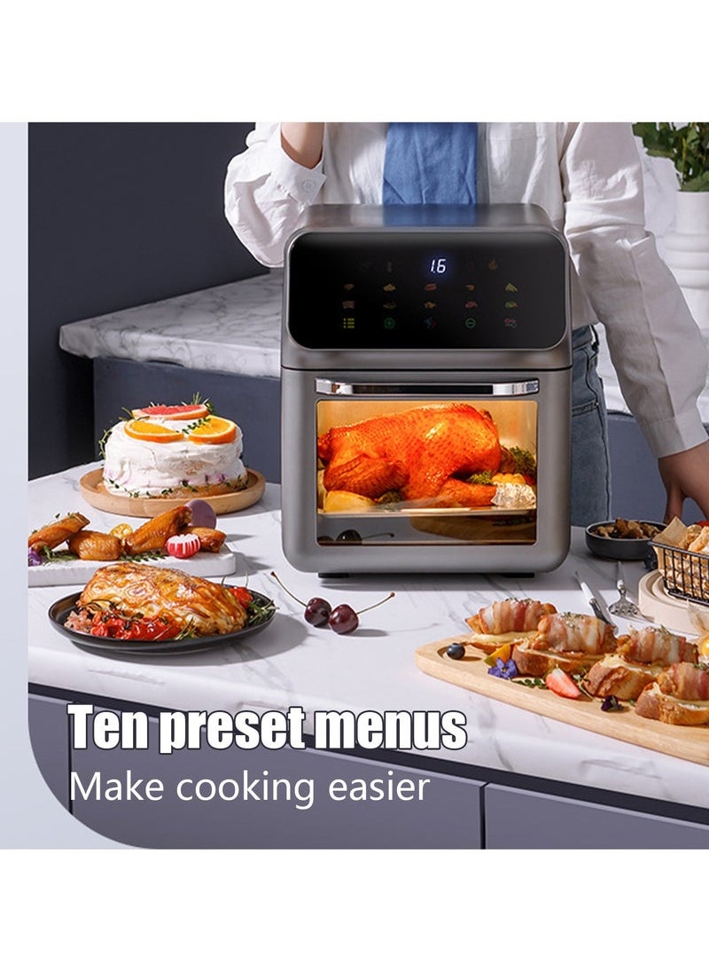 Captaintech Air Fryer 10 Litre with Timer Temperature Adjustable Control and 10 Food Preset Programmes 1350W, Touch Screen Air Fryer, Black  - Image 3