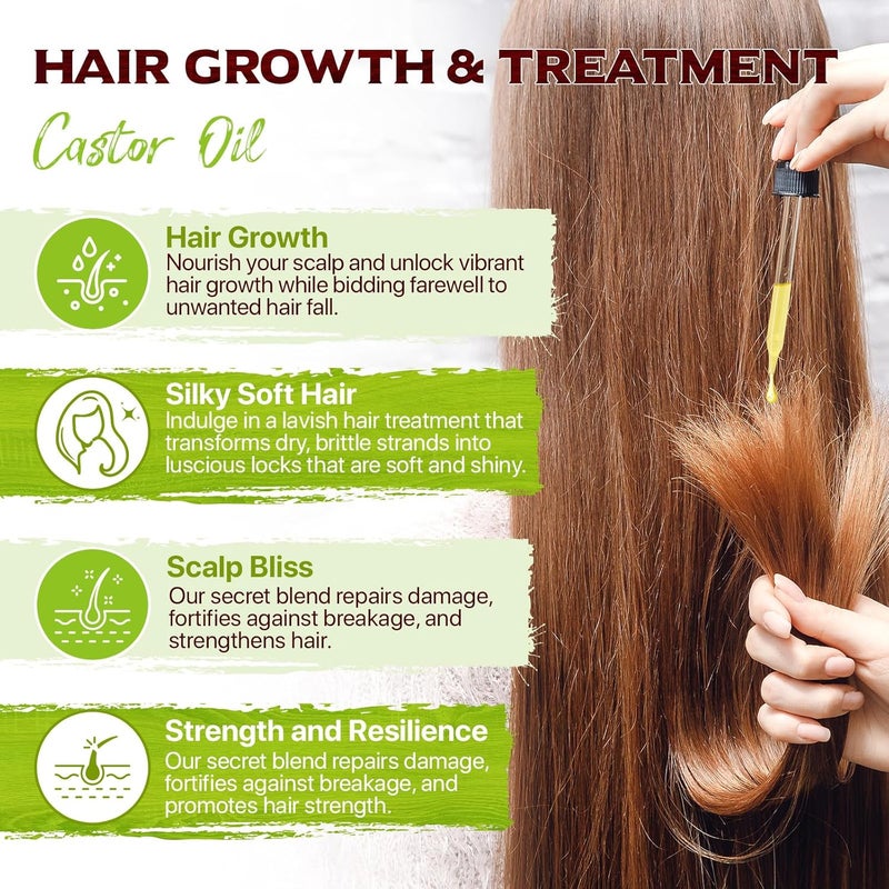 Yecuce Organic Pure Natural Castor Oil for Hair Growth, Eyelash and Eyebrow Growth, Scalp Nourishing, Dry Skin Relief, 100% Pure Cold Pressed Black Castor Oil 60ml. - Image 2