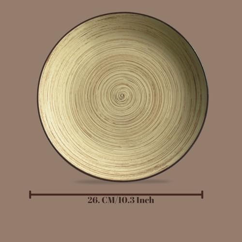 Freakway Stoneware Twist Brown Plate Ceramic Dinner Plates | Full Plate Set of 2 - Image 3
