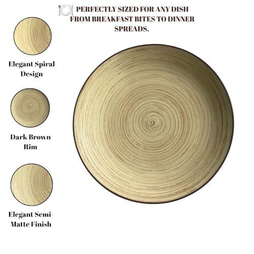 Freakway Stoneware Twist Brown Plate Ceramic Dinner Plates | Full Plate Set of 2 - Image 2