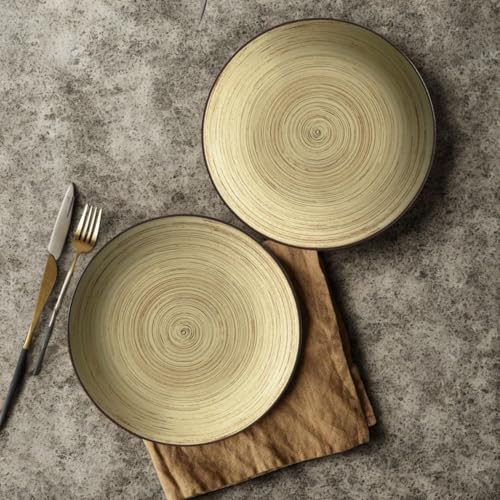 Freakway Stoneware Twist Brown Plate Ceramic Dinner Plates | Full Plate Set of 2 - Image 1