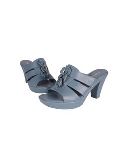 Michelle Morgan Michelle Morgan Ladies Cone Heel Square Toe Sandals 214RJ519 Blue  - Image 2
