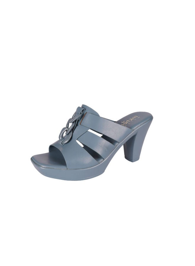 Michelle Morgan Ladies Cone Heel Square Toe Sandals 214RJ519 Blue - Image 3
