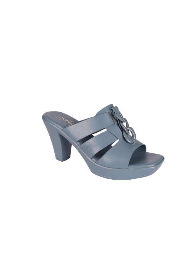 Michelle Morgan Ladies Cone Heel Square Toe Sandals 214RJ519 Blue - Image 1