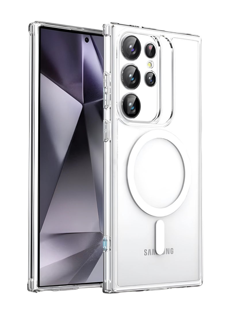 مجموعة حماية لـ جالكسي اس 24 الترا (Samsung Galaxy S24 Ultra) جراب حماية من السليكون عالي الجودة والوضوح ويدعم الشحن اللاسلكي MagSafe, واقي شاشة من النانو HD, حماية عدسات الكاميرا, مجموعة فاخرة (3in1) - Image 2