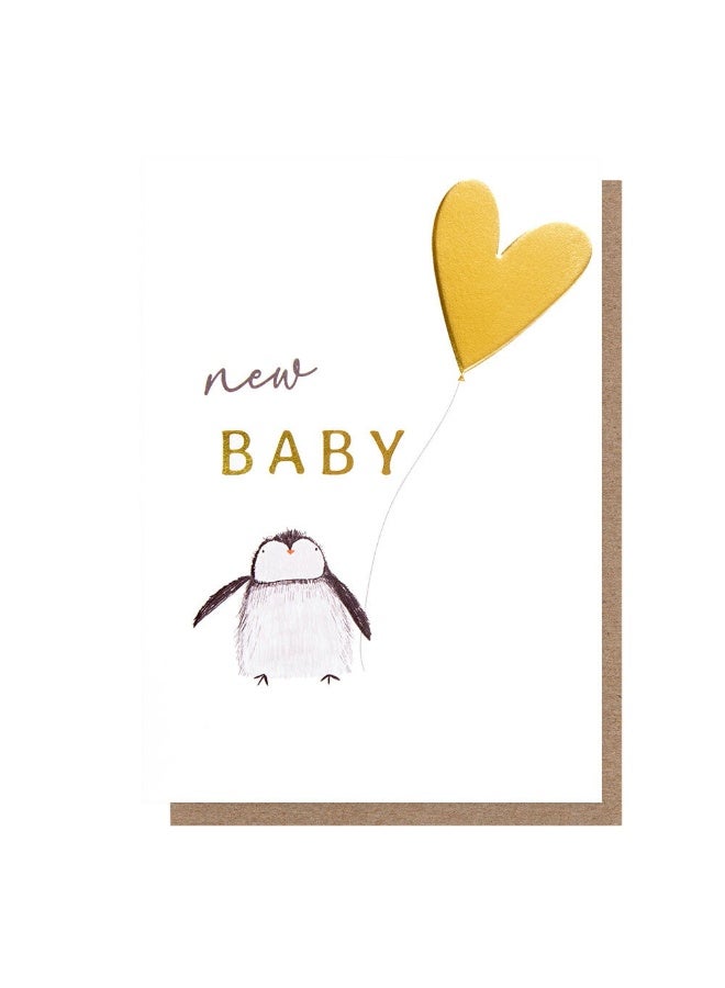 Caroline Gardner Circus Penguin & Heart Balloon New Baby Greeting Card (10.5 x 15 cm)