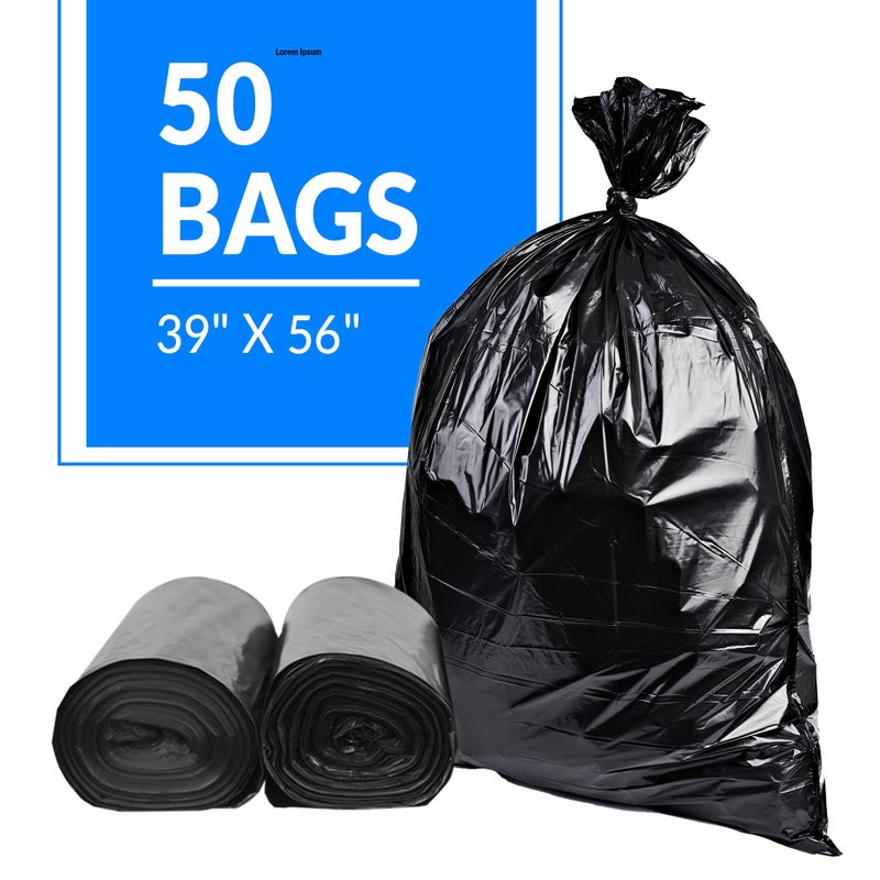 Reli. 55-60 Gallon Trash Bags Heavy Duty | 50 Bags | 50-60 Gallon | Large Black Garbage | Made in USA - Image 2