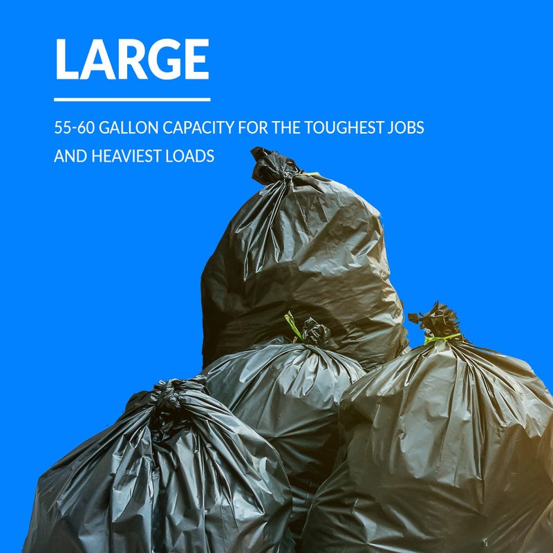 Reli. 55-60 Gallon Trash Bags Heavy Duty | 50 Bags | 50-60 Gallon | Large Black Garbage | Made in USA - Image 5
