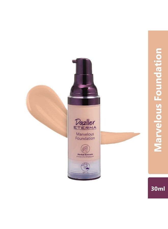 Dazller Eterna Marvelous Foundation, 30mL, Cream MF, Natural Matte finish, SPF 15 protection, Long-lasting up to 8 hours, Water-resistant, Medium-High Coverage - Image 2