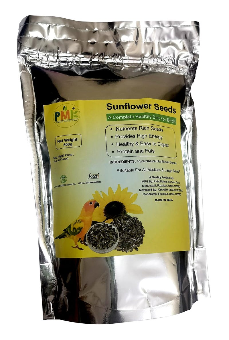 PMK Striped Sunflower Seed - 500gm, Birds Food for Conures, Lovebirds, Cockatiels, African Grey, Macaws, Cockatoo,Parakeets, Parrots and Exotic Birds Ingredients, Nutrient-Rich Birds Food - Image 4