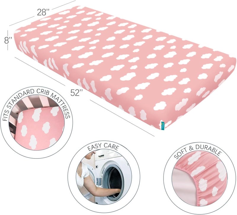 Biloban 3-Piece Toddler Sheet Set Microfiber, Toddler Bedding Set Includes Crib Mattress Sheet, Flat Sheet and Envelope Pillowcase, Silky Soft, Breathable and Lightweight, Pink Cloud - Image 3