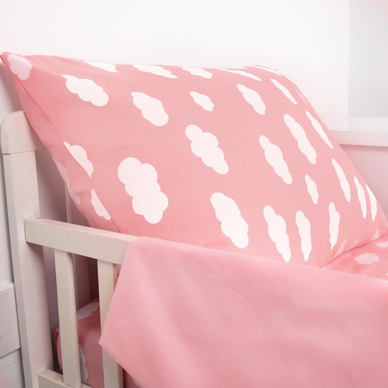 Biloban 3-Piece Toddler Sheet Set Microfiber, Toddler Bedding Set Includes Crib Mattress Sheet, Flat Sheet and Envelope Pillowcase, Silky Soft, Breathable and Lightweight, Pink Cloud - Image 2
