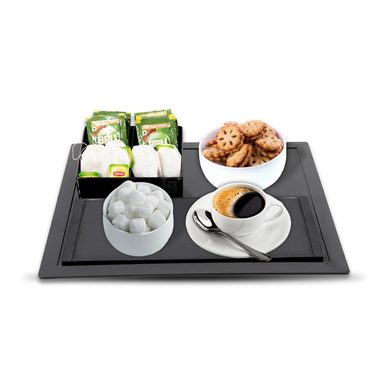 HS WORLD OF HORECA ESSENTIALS Coffee Caddy Tray Set - Coffee Station Organizer with Drawer and Removable Dividers, Ideal for K-Cup Pods, Coffee Creamer, Sugar Packets, Tea Bags, Perfect Countertop Coffee Bar Organizer for Office - Image 1
