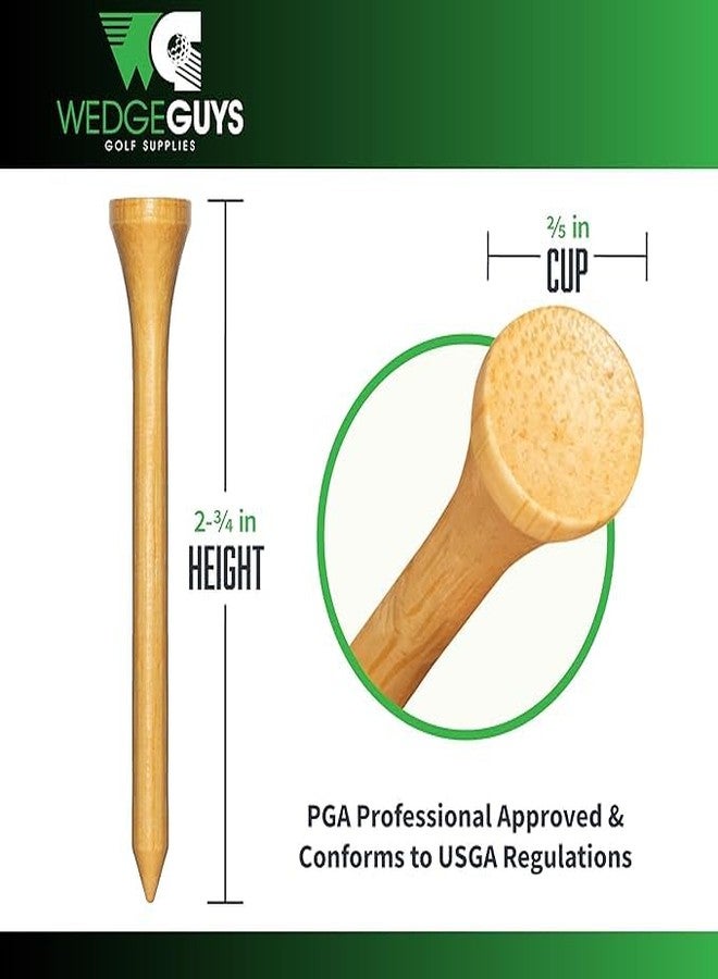 Wedge Guys Bamboo Golf Tees 2-3/4 Inch - 100pcs. - Stronger Than Wooden Golf Tees Biodegradable & Less Friction, PGA Professional Approved - Image 2