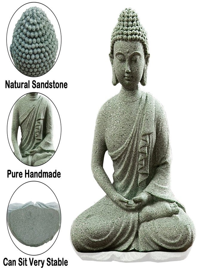 livelyfish Fish Tank Buddha Statue Japanese Aquarium Decorations Meditation Sandstone Buddha Statue Ornaments Betta Pet Fish Tank Asian Decorations,C - Image 5