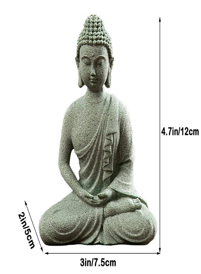 livelyfish Fish Tank Buddha Statue Japanese Aquarium Decorations Meditation Sandstone Buddha Statue Ornaments Betta Pet Fish Tank Asian Decorations,C - Image 2