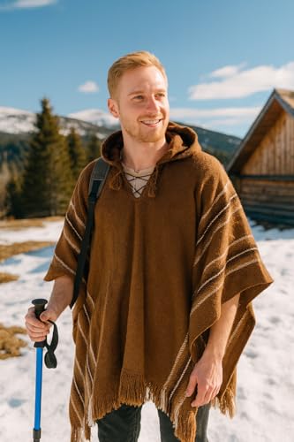 Gamboa Alpaca Poncho for Mens Pancho Mexican Hooded Cowboy and Western Ponchos Adult Blanket - Image 5