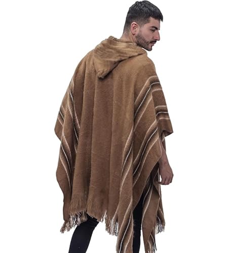 Gamboa Alpaca Poncho for Mens Pancho Mexican Hooded Cowboy and Western Ponchos Adult Blanket - Image 2