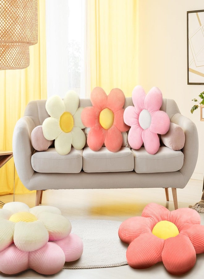 Sratte 3 Pcs Flower Pillows Flower Shaped Throw Pillows Cute Daisy Plush Pillow Decorative Floor Pillow Seat Cushion for Bedroom Home Sofa Chair Couch Decor(Vivid Colors,16") - Image 2
