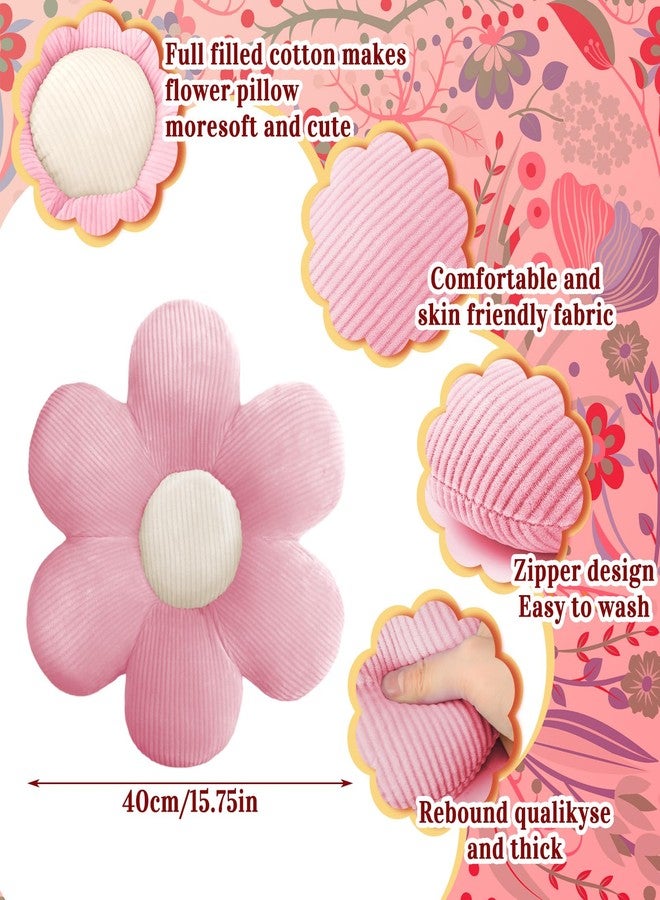 Sratte 3 Pcs Flower Pillows Flower Shaped Throw Pillows Cute Daisy Plush Pillow Decorative Floor Pillow Seat Cushion for Bedroom Home Sofa Chair Couch Decor(Vivid Colors,16") - Image 5