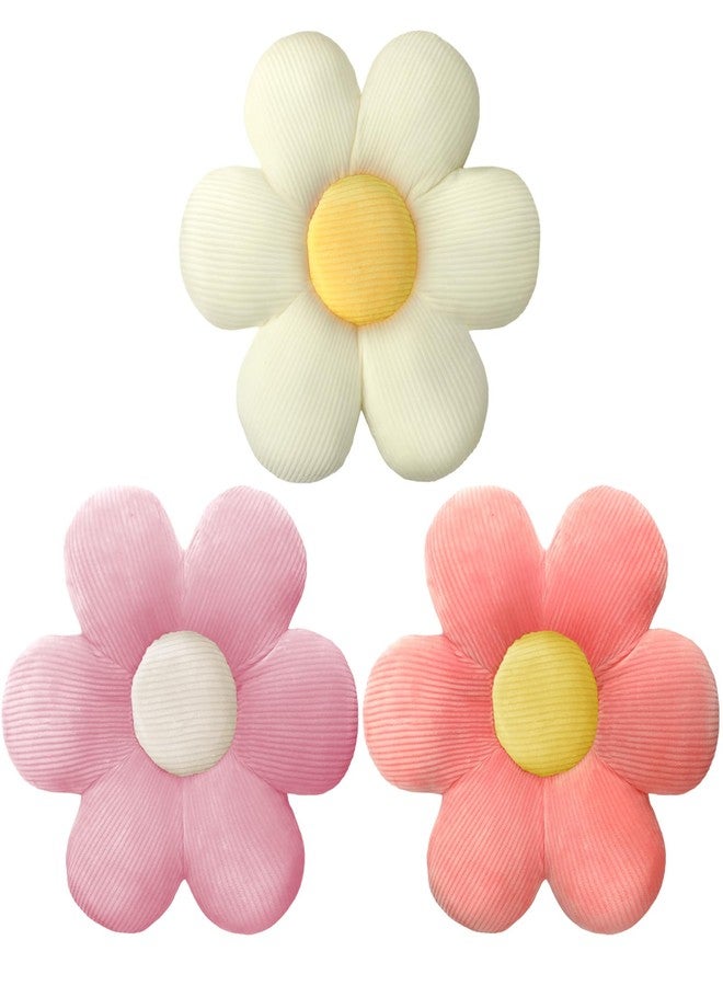 Sratte 3 Pcs Flower Pillows Flower Shaped Throw Pillows Cute Daisy Plush Pillow Decorative Floor Pillow Seat Cushion for Bedroom Home Sofa Chair Couch Decor(Vivid Colors,16") - Image 1