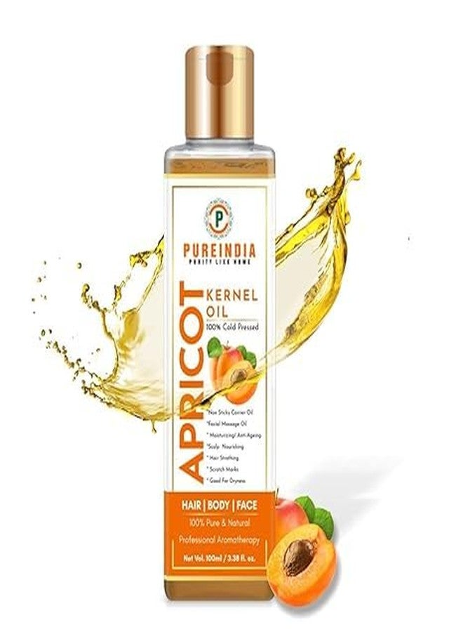 Pureindia Apricot Oil Cold Pressed | Suits Most Skin Types, Anti-aging, Shiny Nails, Hair Growth, Face & Body | 100 Ml | For Men & Women. Gattu Ka Tel. Anti- Ageing Oil. - Image 1