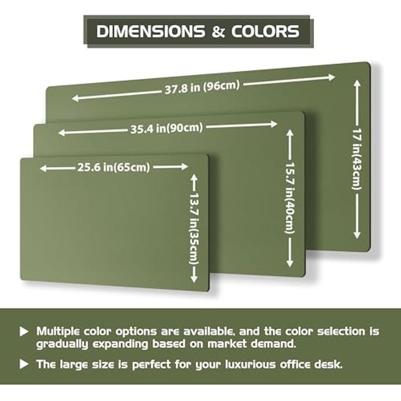 Dual-Sided Desk Pad - Leather Desk Mat, Natural Cork Desk Pad Protector, Large Mouse Pad for Desk, Waterproof Desk Blotter Pad, Desk Writing Pad for Office Work/Home, Olive Green (23.6x13.7) - Image 4