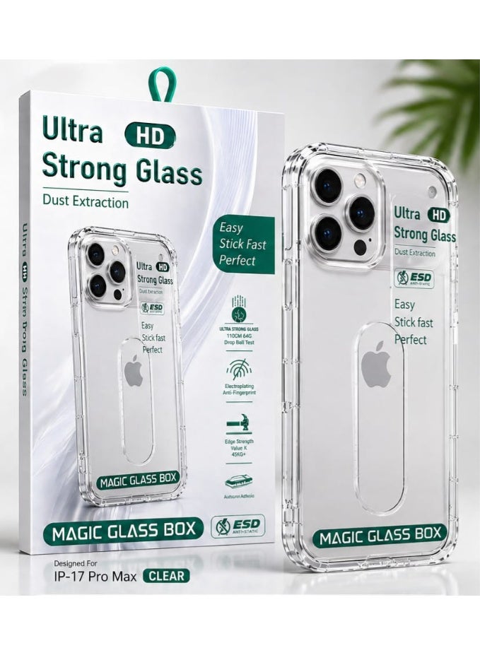 جينزي واقي شاشة زجاجي مقوى شفاف لهاتف iPhone 17 Pro Max مع علبة سهلة التركيب، زجاج عالي الوضوح فائق الشفافية بقوة 9H، محاذاة تلقائية خالية من الفقاعات، مقاوم لبصمات الأصابع، متوافق مع أغلفة الحماية – علبة ماجيك جلاس - Image 1