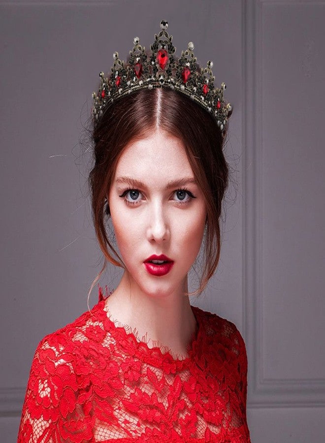 SuPoo Black Crown Tiaras for Women Red Tiara Birthday Headband Gothic Princess Party Decorations Queen of Hearts Crown Hair Accessories Gift for Halloween Prom - Image 3