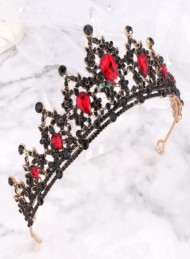 SuPoo Black Crown Tiaras for Women Red Tiara Birthday Headband Gothic Princess Party Decorations Queen of Hearts Crown Hair Accessories Gift for Halloween Prom - Image 5