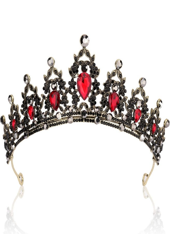 SuPoo Black Crown Tiaras for Women Red Tiara Birthday Headband Gothic Princess Party Decorations Queen of Hearts Crown Hair Accessories Gift for Halloween Prom - Image 1