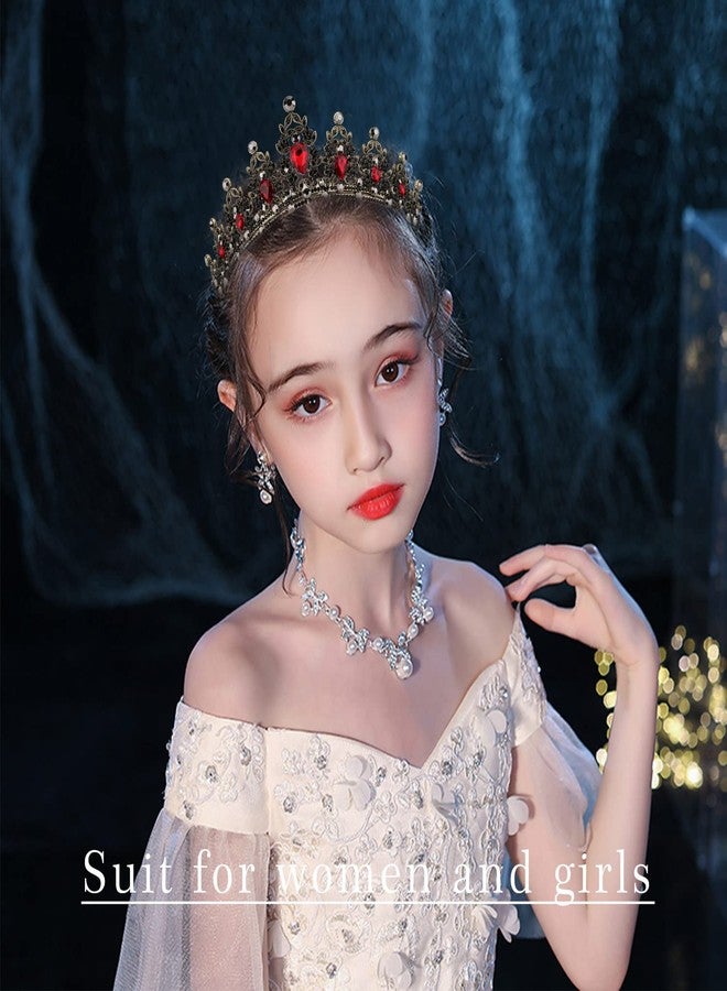 SuPoo Black Crown Tiaras for Women Red Tiara Birthday Headband Gothic Princess Party Decorations Queen of Hearts Crown Hair Accessories Gift for Halloween Prom - Image 4