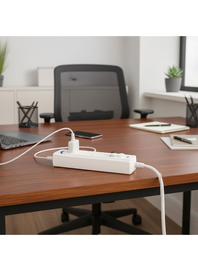 Powermax 3-Socket Extension Cord – 5 Meter Cable | 1700W Power Strip with Universal Plug Adapter | Safe & Durable Extension Board for Home, Office & Kitchen – White - Image 5