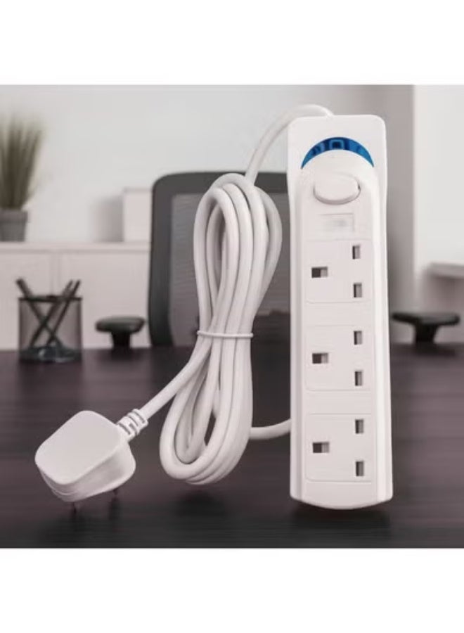 Powermax 3-Outlet Socket Extension Cord – 5 Meter Cable | 1700W Power Strip with Universal Plug Adapter | Safe & Durable Extension Board for Home, Office & Kitchen – White - Image 3