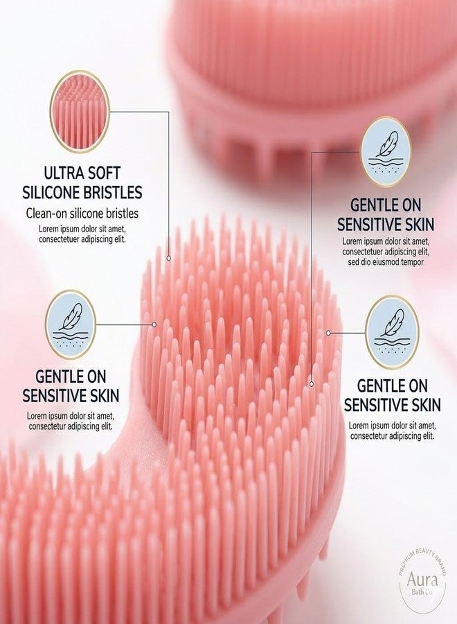 ZOIY Silicone Bath Body Scrubber Brush for Men & Women – Soft Silicone Shower Scrubber for Body & Face, Gentle Exfoliating Body Brush with Rich Lather, Deep Cleansing, Massage Nodes & Non-Slip Grip Handle, Pink (1 Pack) - Image 3