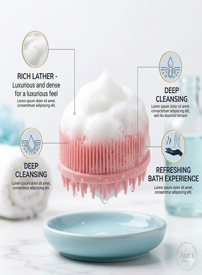 ZOIY Silicone Bath Body Scrubber Brush for Men & Women – Soft Silicone Shower Scrubber for Body & Face, Gentle Exfoliating Body Brush with Rich Lather, Deep Cleansing, Massage Nodes & Non-Slip Grip Handle, Pink (1 Pack) - Image 4