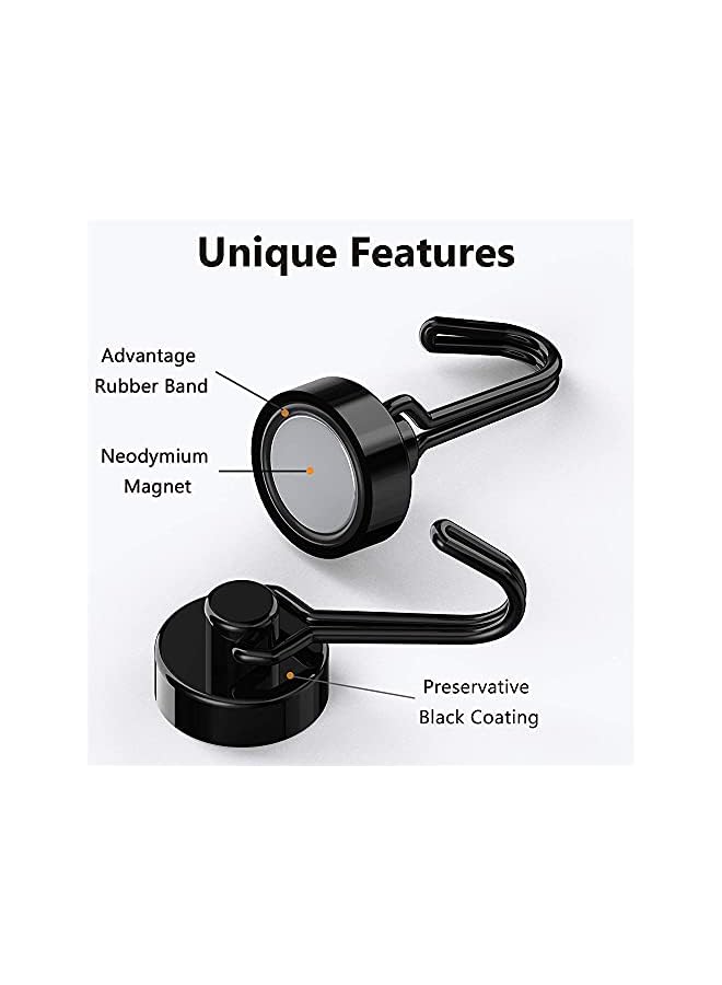 PROMASS promass Magnetic Hooks, Heavy Duty Strong Neodymium Magnet Hook 30 Lbs with Rust Proof for Indoor Outdoor Hanging, Refrigerator, Grill, Kitchen, Key Holder, Locker, Classroom, Black, Pack of 8  - Image 3