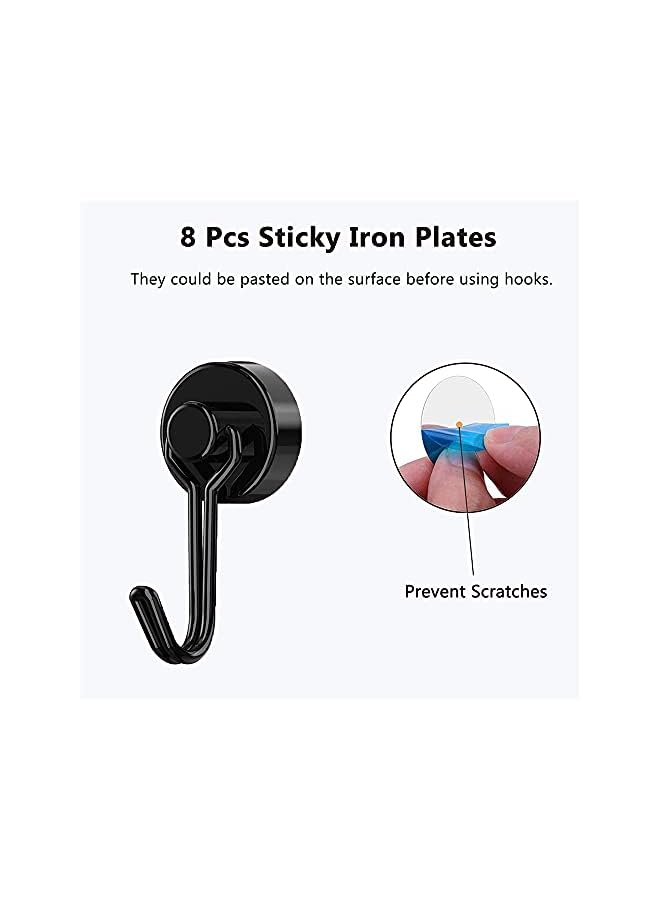 PROMASS promass Magnetic Hooks, Heavy Duty Strong Neodymium Magnet Hook 30 Lbs with Rust Proof for Indoor Outdoor Hanging, Refrigerator, Grill, Kitchen, Key Holder, Locker, Classroom, Black, Pack of 8  - Image 5