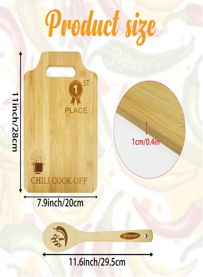 YEXEXINM 3 Sets Chili Cook Off Trophies with Cutting Board, Spoon, 1st to 3rd Place Chili Competition Gift & Decoration - Image 2