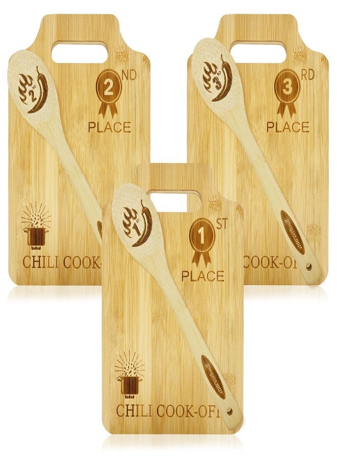 YEXEXINM 3 Sets Chili Cook Off Trophies with Cutting Board, Spoon, 1st to 3rd Place Chili Competition Gift & Decoration - Image 1