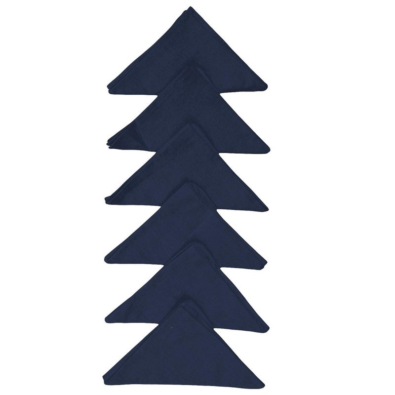 Dekor World Cotton Navy Blue Chevron Printed and Solid Napkin Set (Pack of 12) - Image 3