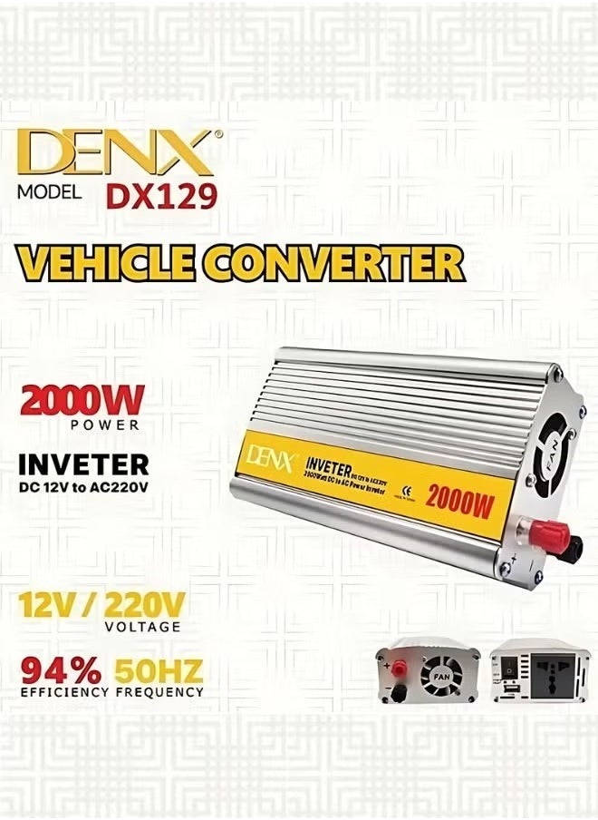 Denx Dx129 2000W 12V To 220V Automotive Power Inverter With Usb Port And Fast Charger  - Image 3