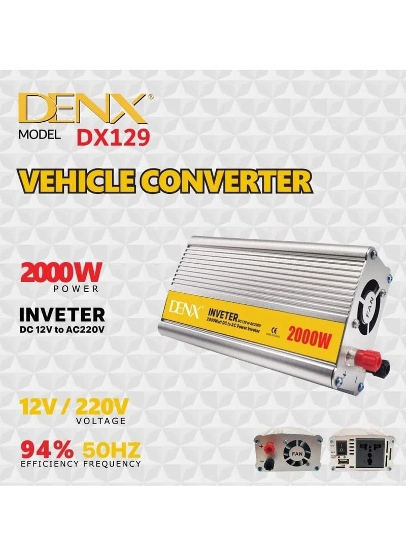 Dx129 2000W 12V To 220V Automotive Power Inverter With Usb Port And Fast Charger