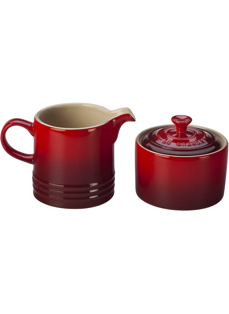 Le Creuset Le Creuset Stoneware Cream and Sugar 2 pc Set Cerise 