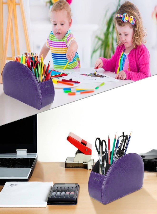 SITHON Remote Control Holder with 5 Compartments - PU Leather Remote Caddy Desktop Organizer Store TV, DVD, Blu-Ray, Media Player, Heater Controllers, Purple - Image 4