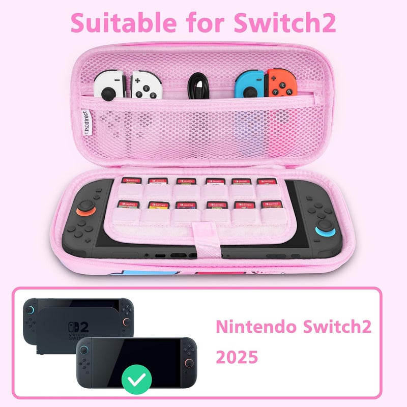 TIKOdirect Carrying Case for Switch 2(2025), Cute Portable Travel Bag in Newest Updated Design of Pink Interior with an Adjustable Shoulder Strap, Pink - Image 3