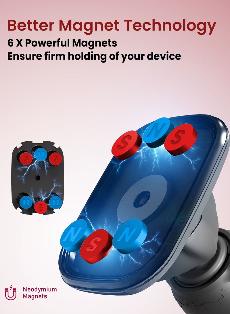 Moxedo Moxedo Magnetic Air Vent Car Phone Holder Stand for Smartphone 360 Rotatable Compatible iPhone 13/12/11/XR/XS/XS Max/ Galaxy S20 Note 20 Ultra & All Smartphones  - Image 2