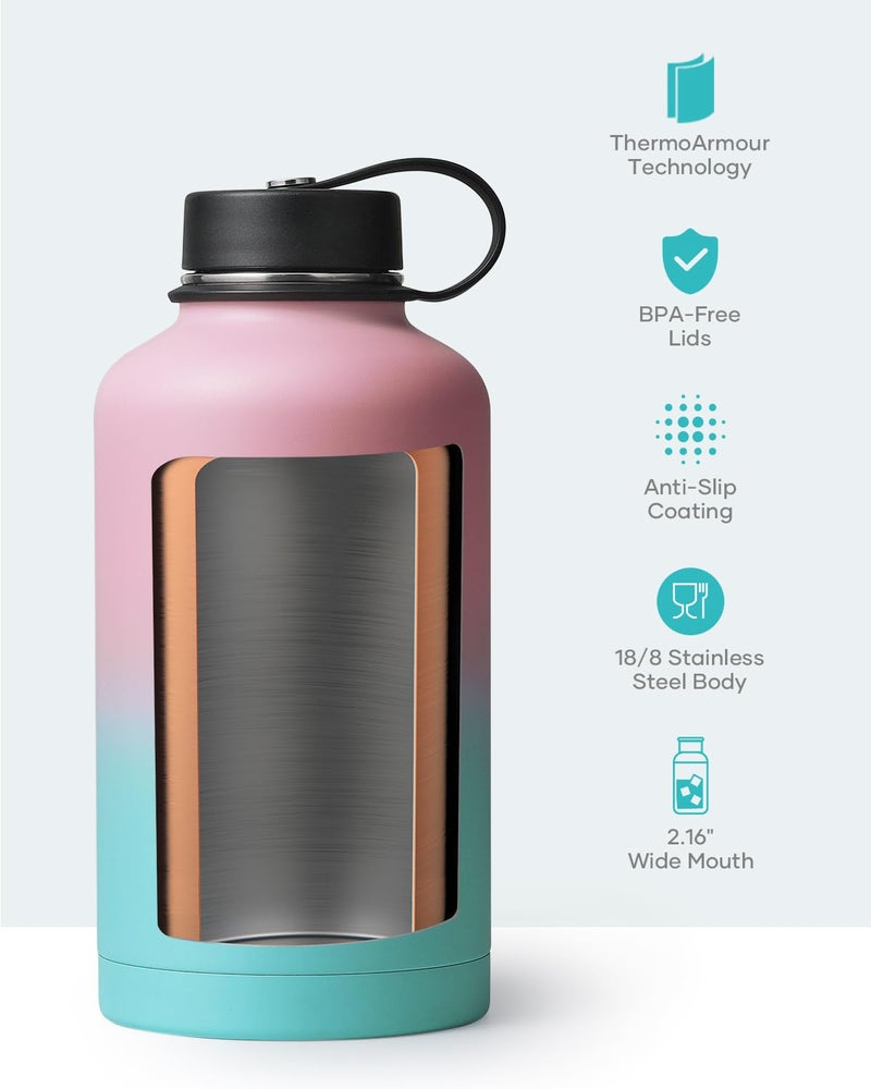 BUZIO BUZIO Vacuum Insulated Stainless Steel Water Bottle 64oz (Cold for 48 Hrs/Hot for 24 Hrs) BPA Free Double Wall Travel Mug/Flask for Outdoor Sports Hiking  Cycling  Cam Camping  Running  Bubble Gum  - Image 4